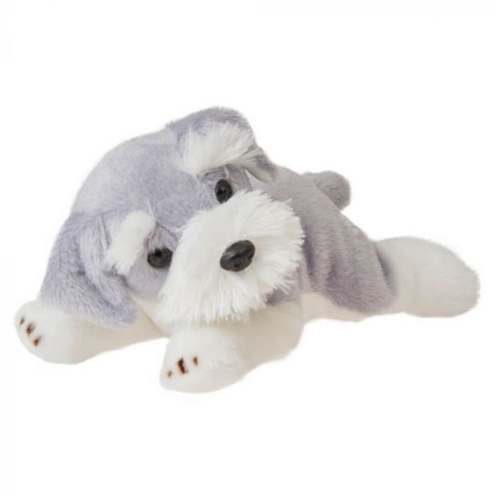 grey and white stuffed dog