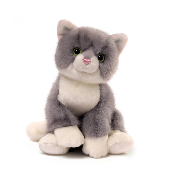 grey and white cat stuffed animal