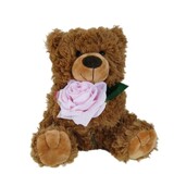 Tilly Teddy Bear Brown with Pink Rose - Elka